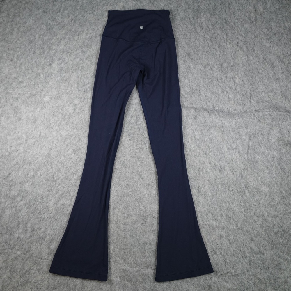 Lululemon Leggings Women 2 Navy Ribbed Align High Rise Mini Flare Pants Yoga Gym - Picture 11 of 12